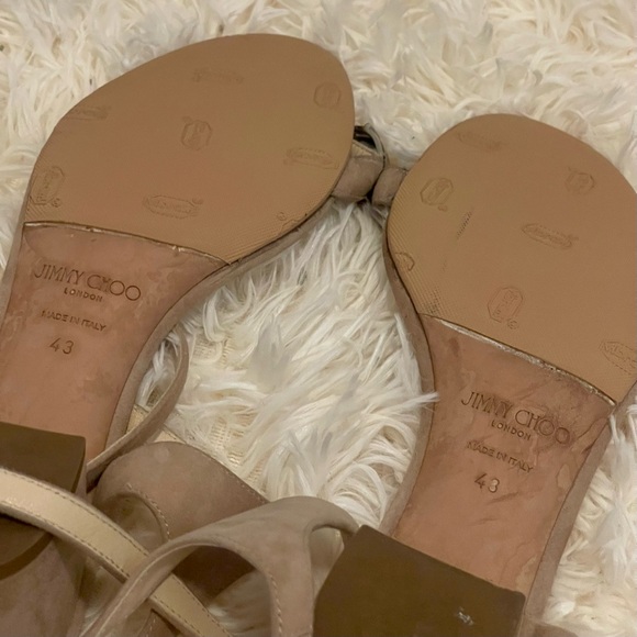 JIMMY CHOO Large Cut Crystals Mule Sandals Size38/US8 Dusty Pink Beige MARINE - Picture 5 of 9